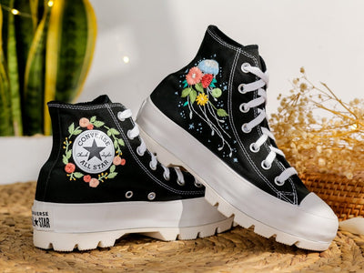 Jellyfish and Flowers Converse Embroidery
