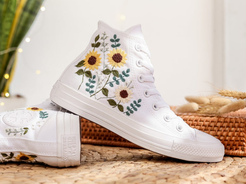 Sunflower Bouquet Converse Embroidery