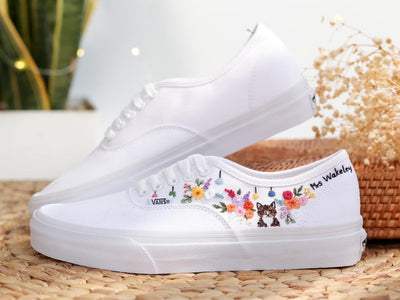 Cat Wildflower Converse Embroidery