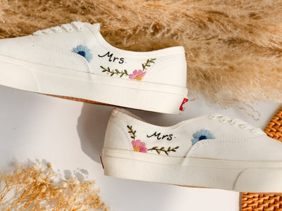 Color Flower Embroidered Vans