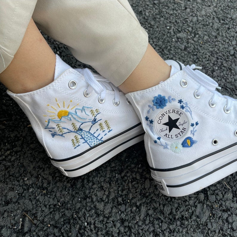Mountain and Sun Converse Embroidery