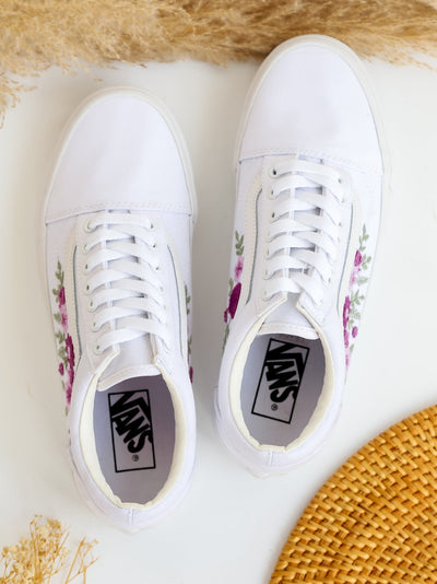 Purple Flower Embroidered Vans