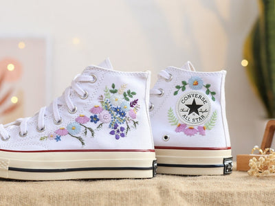 Pastel Wildflower Converse Embroidery