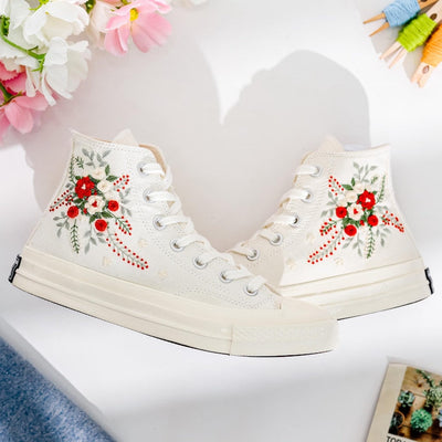 Wedding Flowers Embroidered Converse Shoes