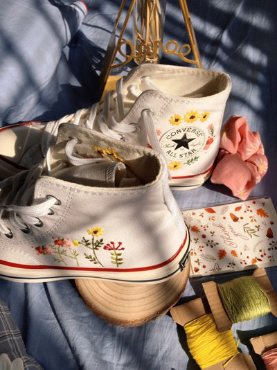 Daisy and Wildflowers Converse Embroidery