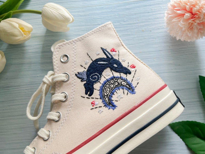 Moon and Sun Rabbits Converse Embroidery
