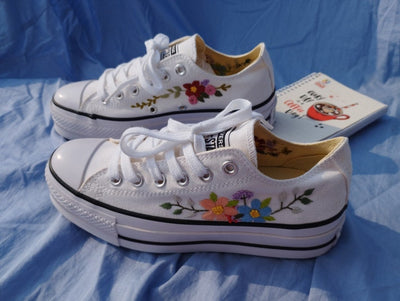 Custom Converse Platform Flower Embroidery