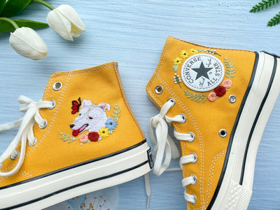 Dog and Butterfly Converse Embroidery