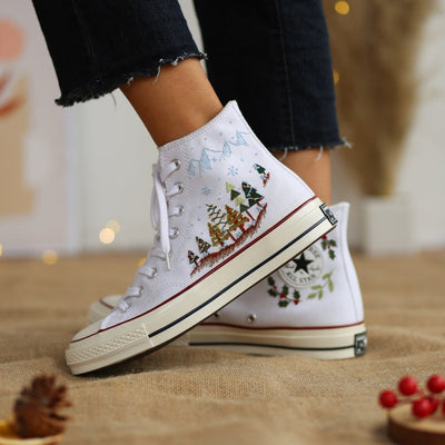 Snowy Christmas Trees Converse Embroidery