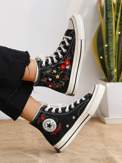 Christmas Flower Converse Embroidery