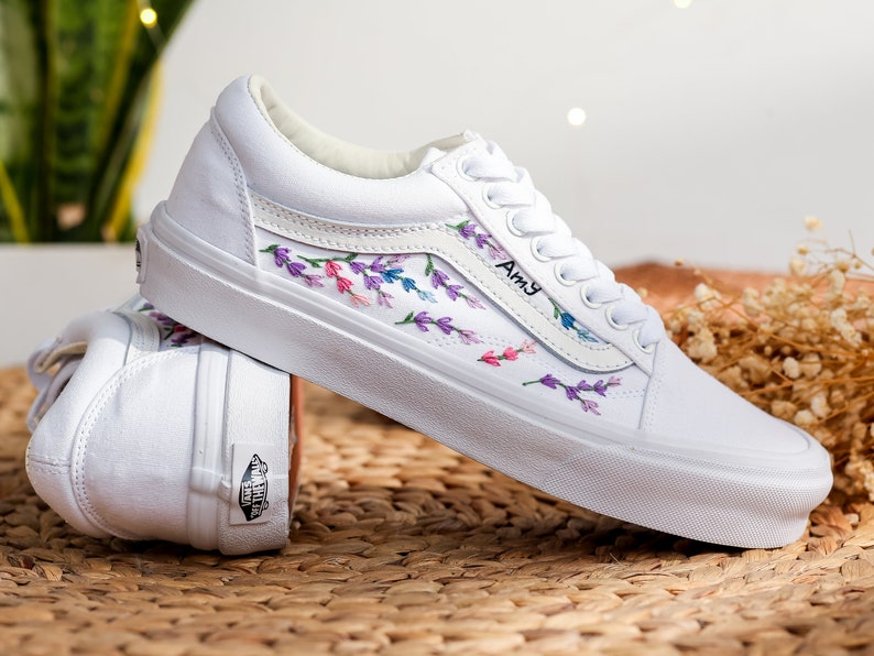 Lavender Pastel Vine Converse Embroidery