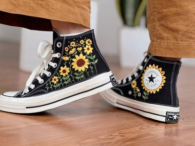 Sunflower Field Converse Embroidery