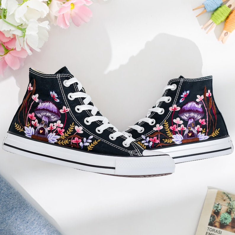 Mushrooms Embroidered Converse Shoes