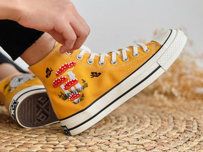 Mushroom and Butterfly Converse Embroidery