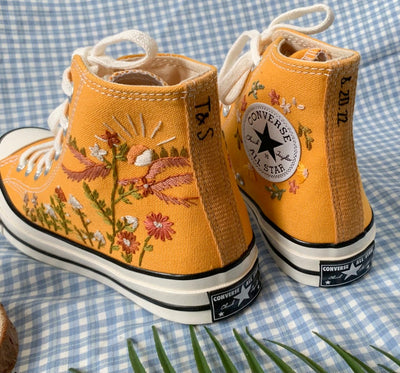 Bird & Wildflowers Converse Embroidery