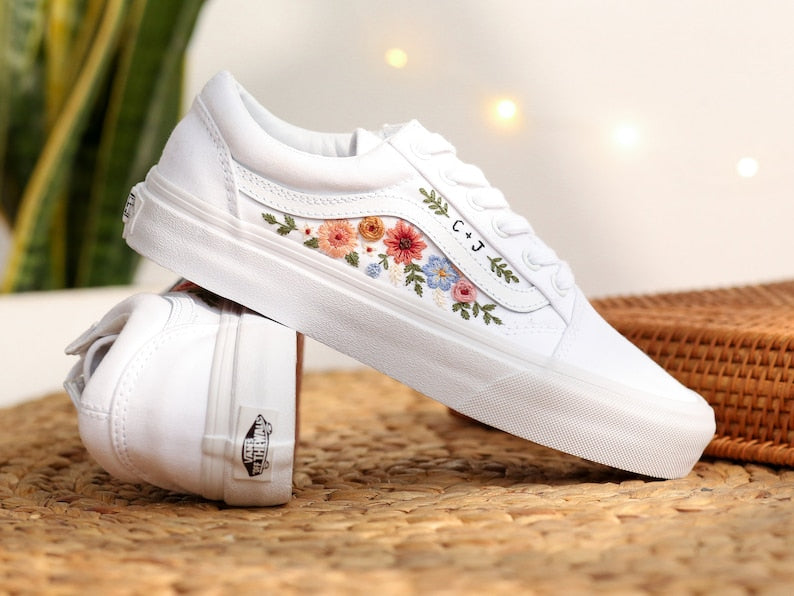 Multicolor Wildflowers Converse Embroidery