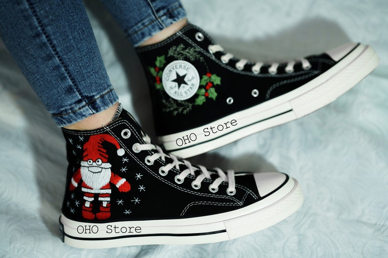 Santa Claus and Reindeer Embroidered Shoes