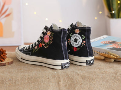 Pink Chrysanthemum Converse Embroidery