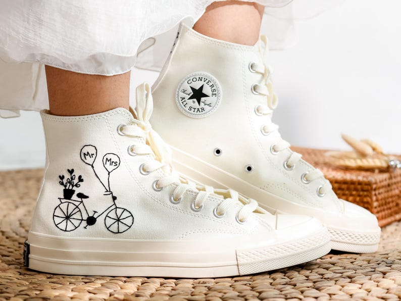 Mr Mrs Bicycle Converse Embroidery