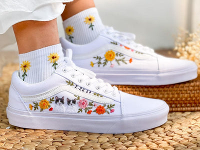 Cat Rose Wedding Converse Embroidery