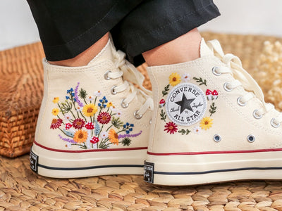 Colorful Wildflower Converse Embroidery