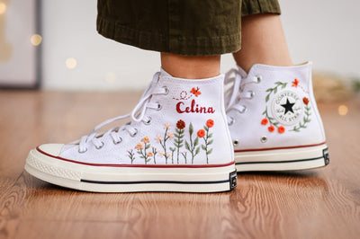 Orange Wildflower Meadow Converse Embroidery
