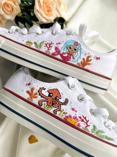 Mermaid and Squid Converse Embroidery