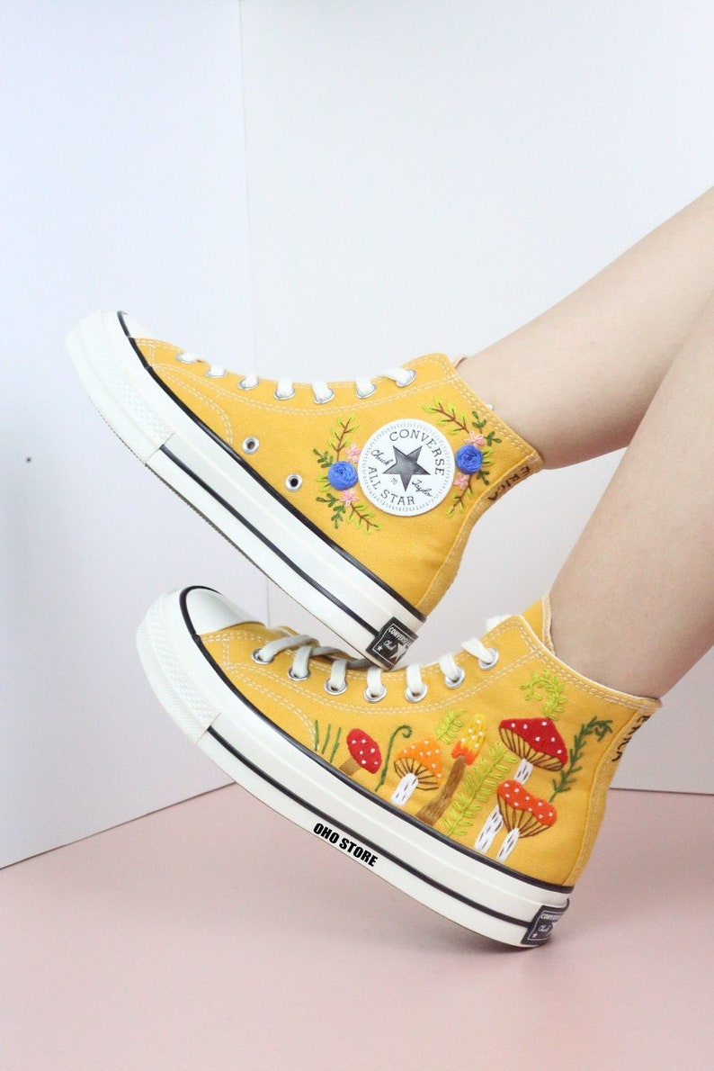 Mushrooms Embroidered Sneakers