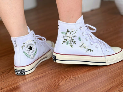 White Rose Wreath Converse Embroidery