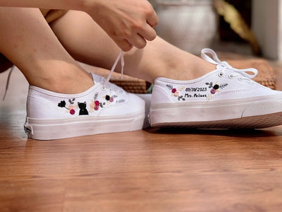 Black Cat Rose Converse Embroidery