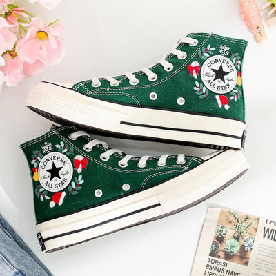 Christmas Embroidered Converse Shoes