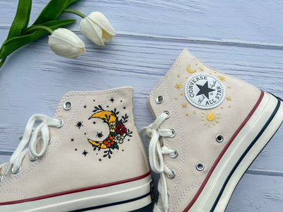 Moon and Flower Converse Embroidery