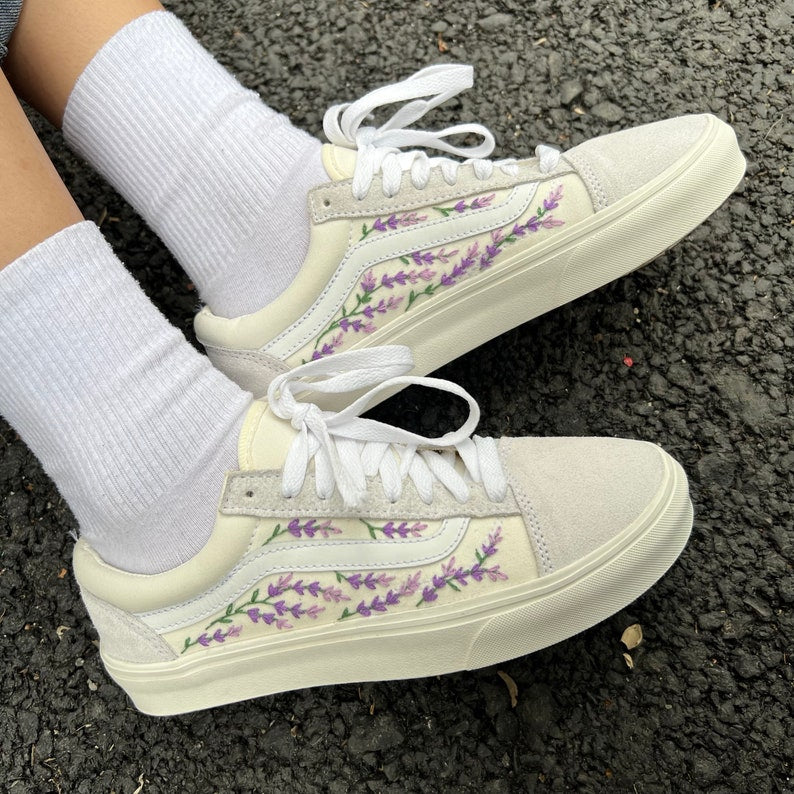 Lavender Vine Converse Embroidery