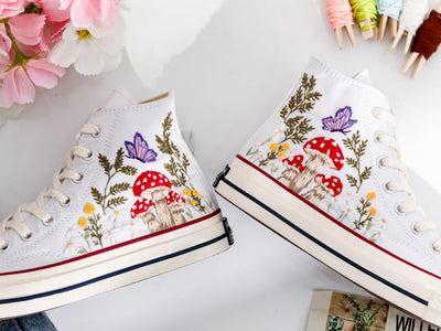 Mushrooms Embroidered Converse Shoes