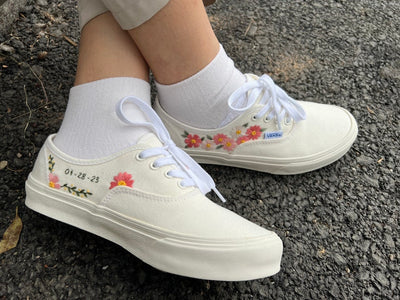 Pink Cosmos Garden Converse Embroidery