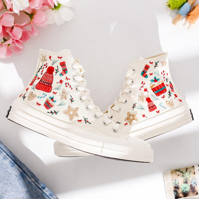 Christmas Sweaters Embroidered Converse Shoes