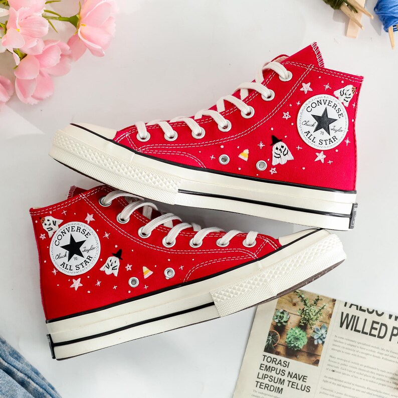 Ghost Embroidered Converse Shoes