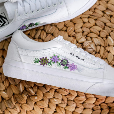 Purple Aster Wedding Converse Embroidery