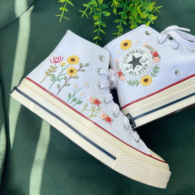 Sunflower & Wildflowers Converse Embroidery