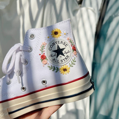 Sunflower & Wildflowers Converse Embroidery