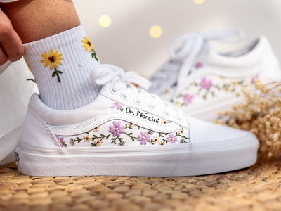 Purple Wildflowers Converse Embroidery