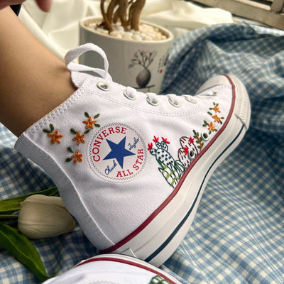 Cactus Cat Converse Embroidery