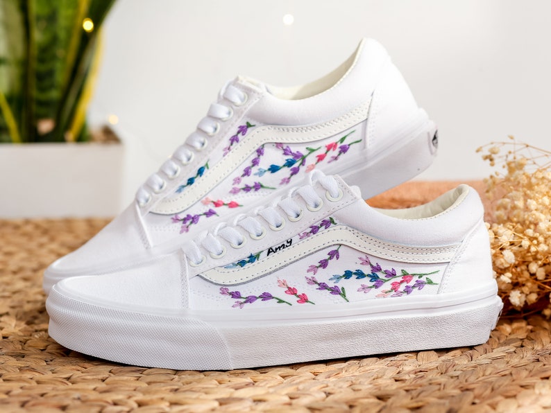Lavender Pastel Vine Converse Embroidery