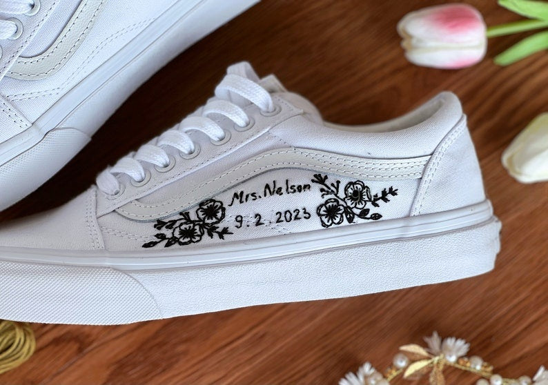 Black Rose Wedding Converse Embroidery