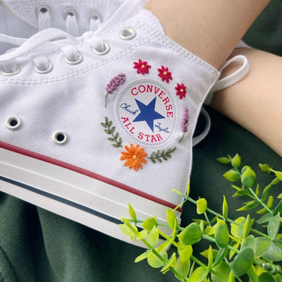 Cat and Wildflowers Converse Embroidery