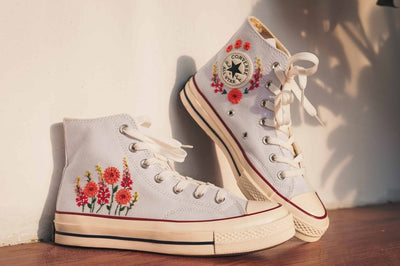 Orange Bloom Converse Embroidery