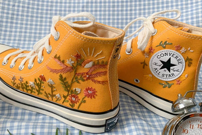 Bird & Wildflowers Converse Embroidery