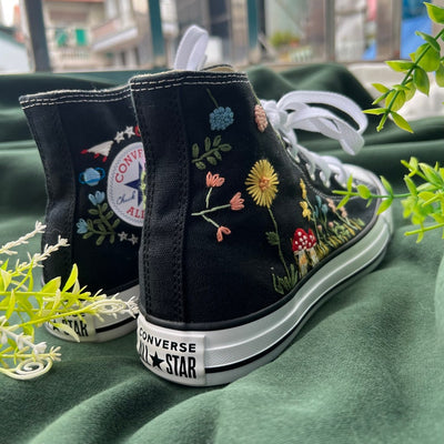 Mushrooms and Dandelions Converse Embroidery