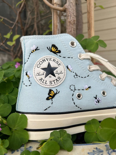 Wildflower, Bee, and Ladybug Converse Embroidery