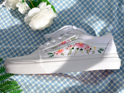 Embroidered Pastel Roses Vans